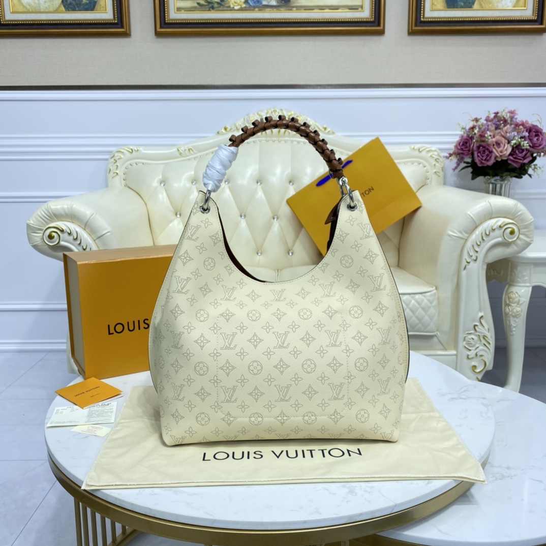 Louis Vuitton CARMEL Hobo Bag Mahina M53188 Cream Beige